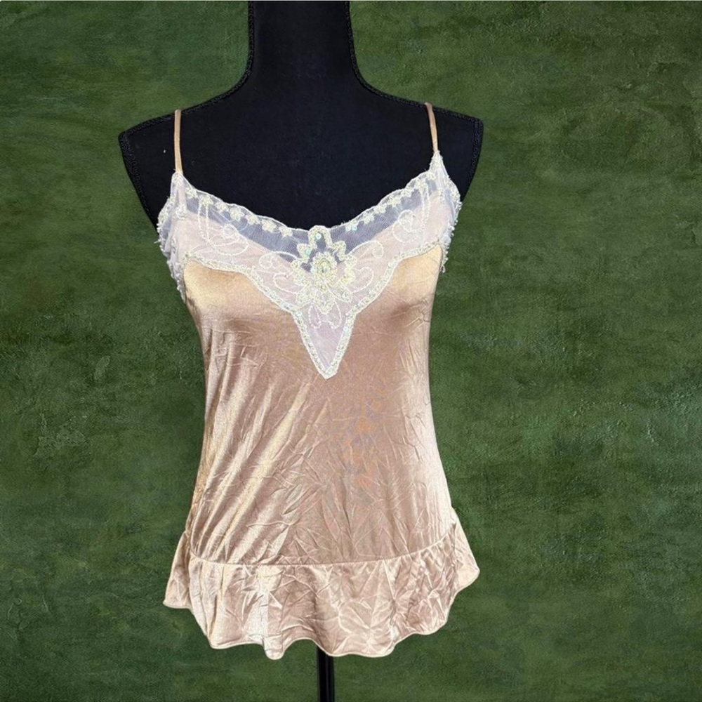 Speechless Beige Lace Trim Fairy Core Top